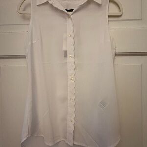 Banana Republic White Sleeveless Asymmetrical Blouse